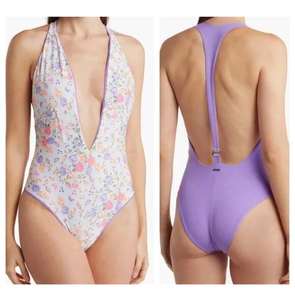 Maaji Dunes Plunge Tiki Reversible One-Piece Swimsuit - Picture 1 of 7